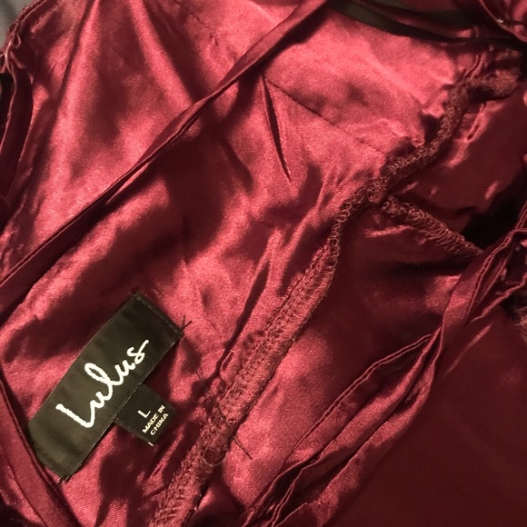 Lulus burgundy lace midi new dress size L - Picture 4 of 7